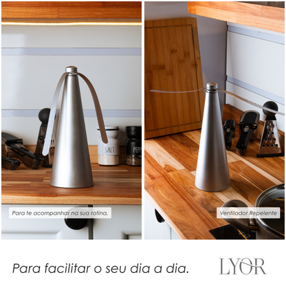 Ventilador Repelente de Mesa 9cm x 9cm x 26cm Prateado Plástico - Lyor