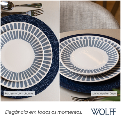 Prato para Sobremesa Mediterrâneo 20cm Azul Cerâmica - Wolff