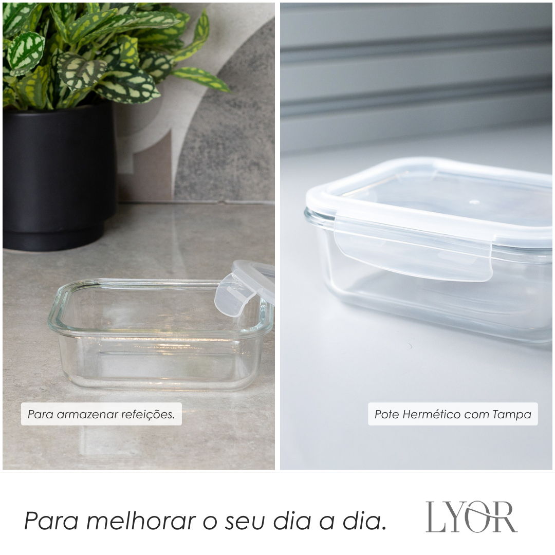 Pote Hermético de Vidro com Tampa 640ml - Lyor