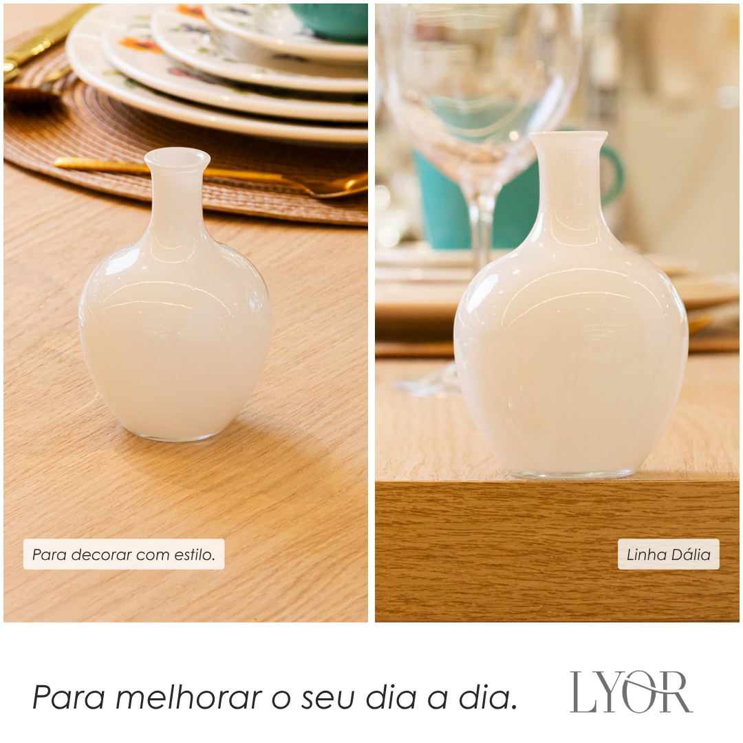 Vaso Dália 11cm x 7,5cm Branco Vidro - Lyor