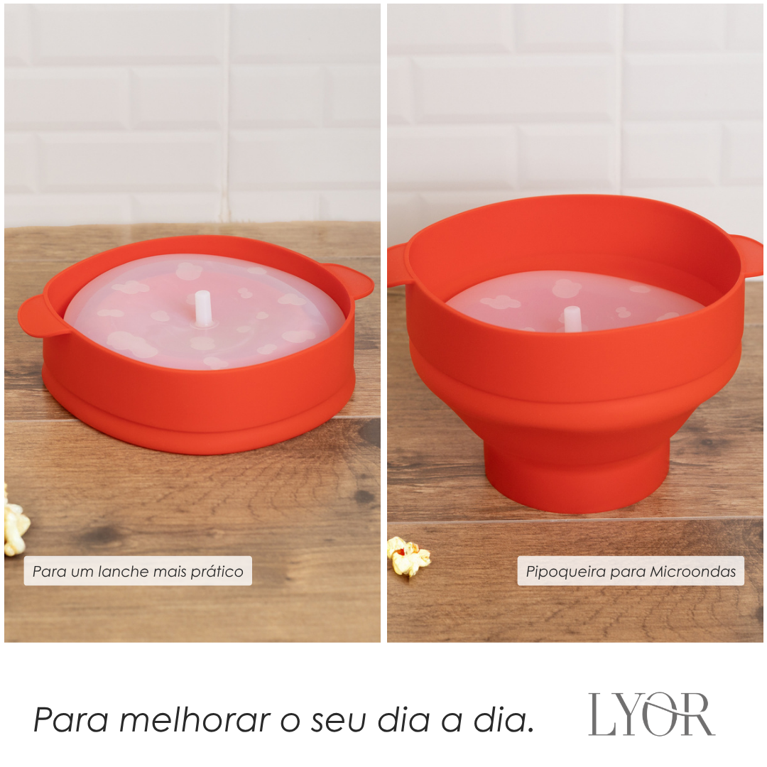 Pipoqueira para Micro-Ondas de Silicone Vermelha 20cm x 24cm x 15cm - Lyor