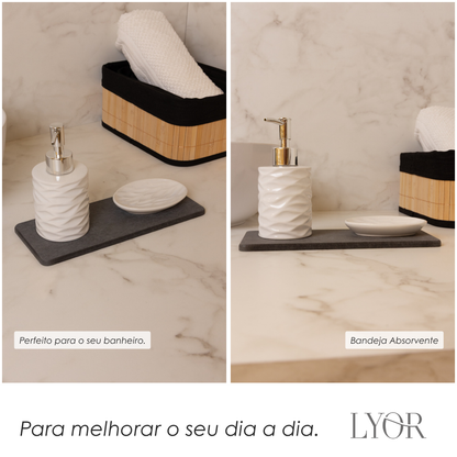 Bandeja Retangular Absorvente para Pia 25cm x 10cm Cinza Escuro Pedra Diatomita - Lyor