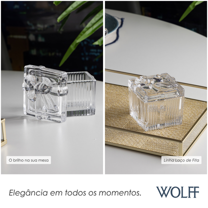Potiche Caixa de Presente Laço de Fita 7,4cm x 7cm Cristal Ecológico - Wolff