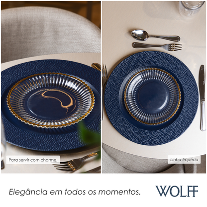 Prato para Sobremesa com Fio de Ouro Império 20cm Cristal - Wolff