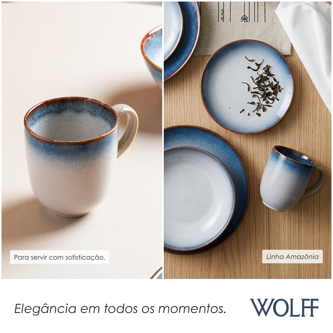 Caneca Amazônia 420ml Azul Cerâmica - Wolff