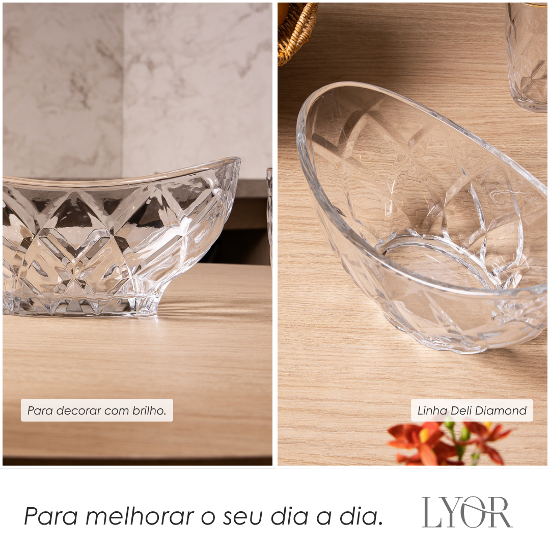 Centro de Mesa Deli Diamond 28cm x 15cm x 13,5cm Cristal - Lyor
