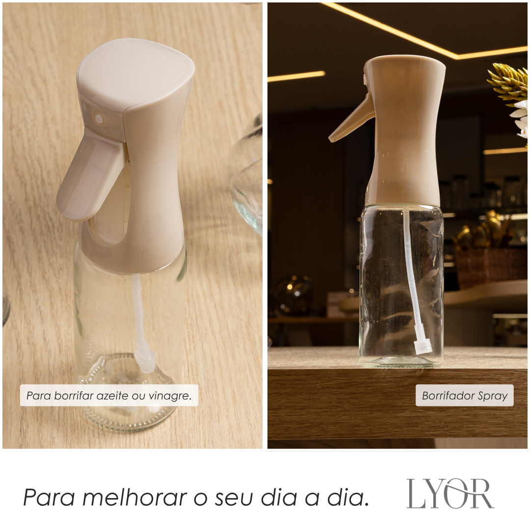 Borrifador Spray para Azeite e Vinagre 200ml Bege Vidro - Lyor