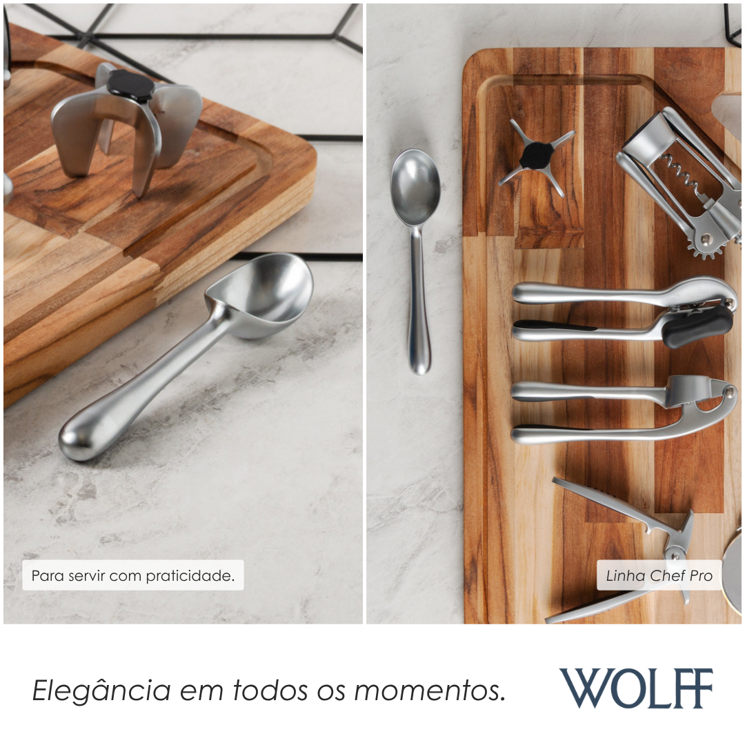 Colher para Sorvete em Liga de Zinco com Cabo Antiderrapante Chef Pro 17cm - Wolff