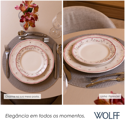 Prato Sobremesa Florescer 19,5cm Rosa Cerâmica - Wolff
