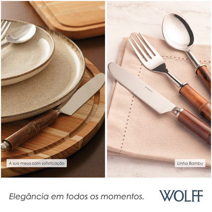 Conjunto 6 Talheres de Aço Inox com Cabo de Bambu - Wolff
