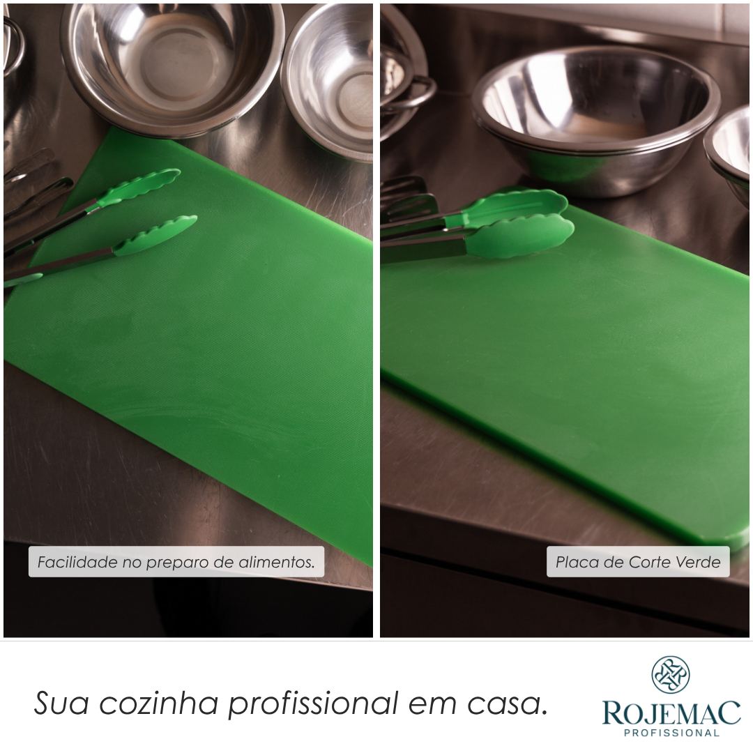 Placa de Corte 50cm x 30cm x 1,5cm Verde Polietileno - Rojemac Profissional