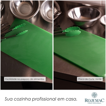 Placa de Corte 50cm x 30cm x 1,5cm Verde Polietileno - Rojemac Profissional