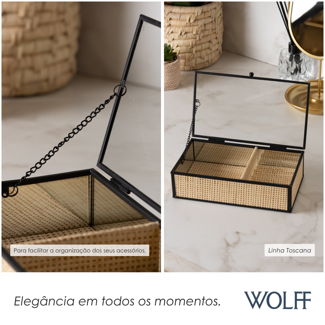 Porta-Joias Toscana 21cm x 12cm x 5,5cm Preto Metal - Wolff