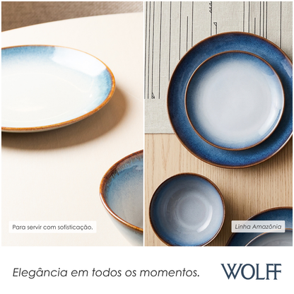 Prato para Sobremesa Amazônia 20,5cm Azul Cerâmica - Wolff