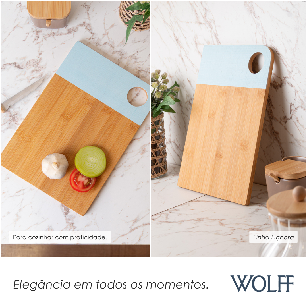 Tábua para Corte Lignora Retangular Bambu Azul - Wolff