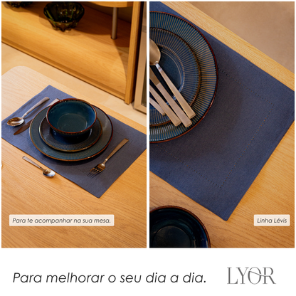 Lugar Americano Lévis 30cm x 45cm Azul Algodão - Lyor