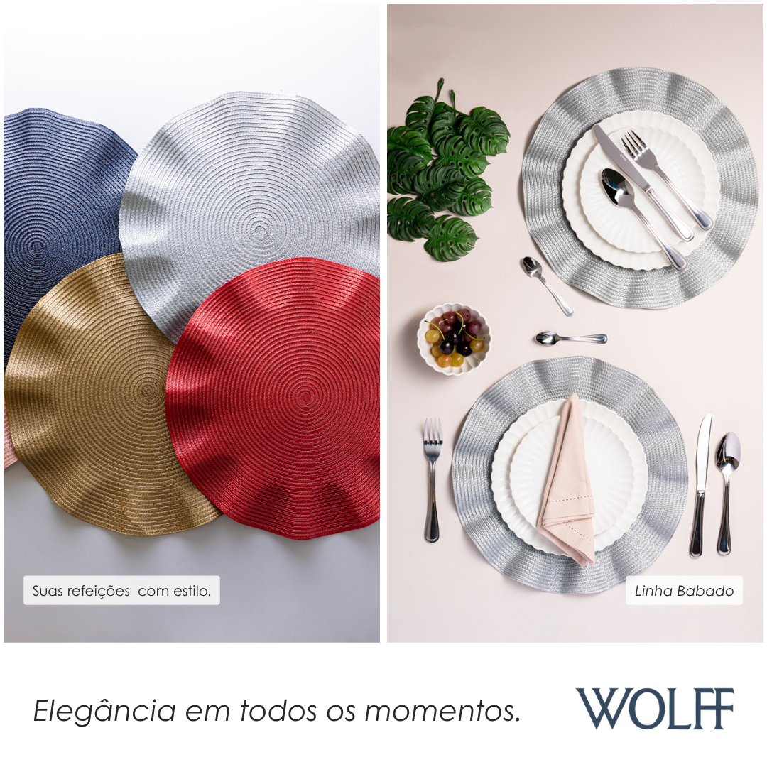 Lugar Americano de Polipropileno Babado Prateado 38cm - Wolff