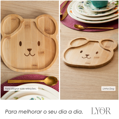 Prato Infantil Dog 20cm x 20cm x 1,2cm Bambu - Lyor