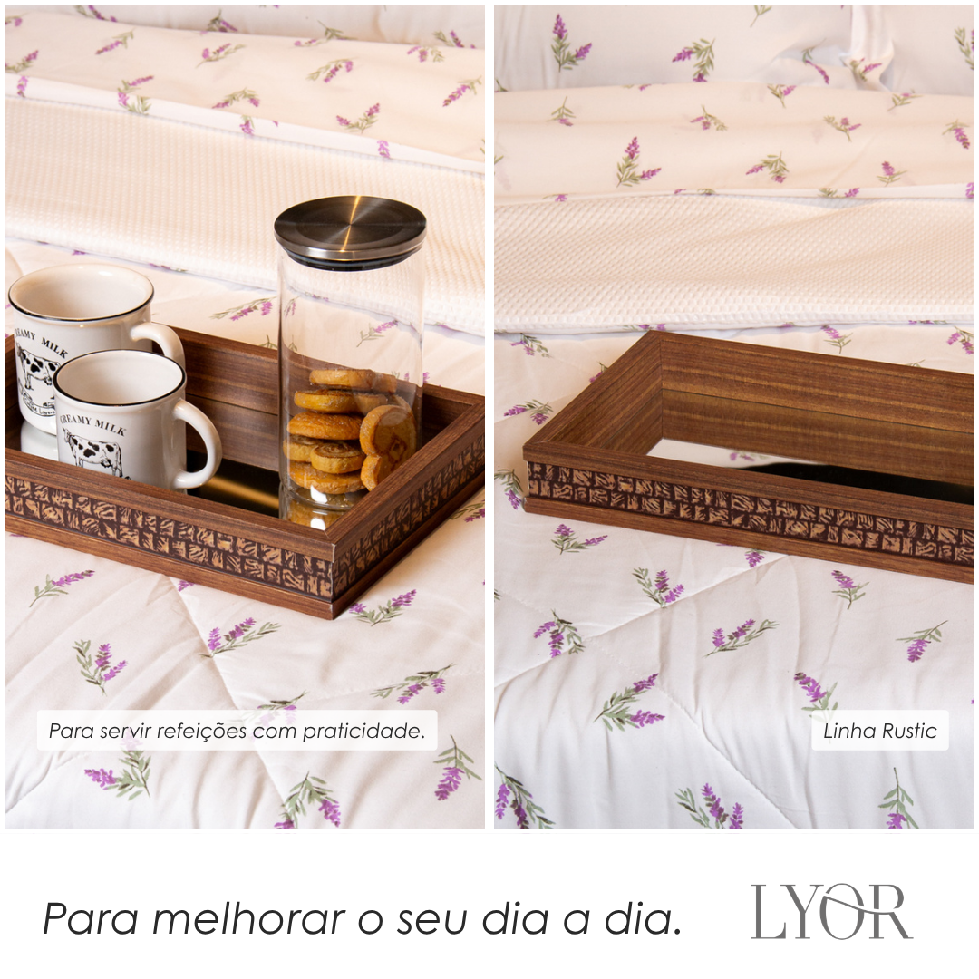 Bandeja com Espelho Rustic 20cm x 30cm x 5cm Madeira - Lyor