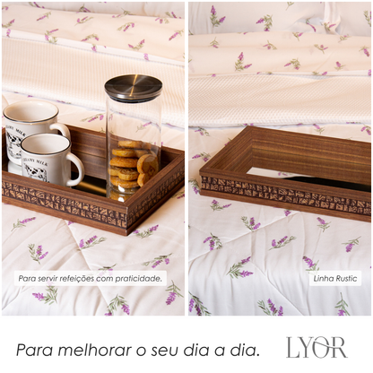 Bandeja com Espelho Rustic 20cm x 30cm x 5cm Madeira - Lyor