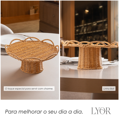 Prato para Bolo com Pé Bali 25cm x 25cm x 12,5cm Plástico - Lyor