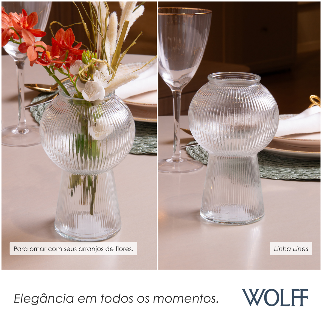 Vaso Lines 17cm x 11cm Vidro - Wolff