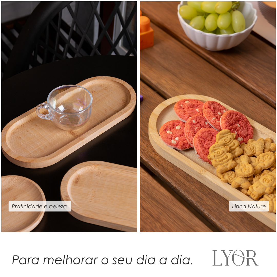 Bandeja Oval Nature 28cm x 12cm x 1,5cm Bambu - Lyor