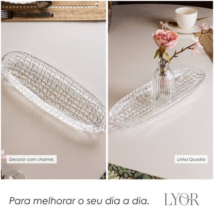Travessa Quadrix 40,2cm x 13,5cm x 3,3cm Cristal - Lyor