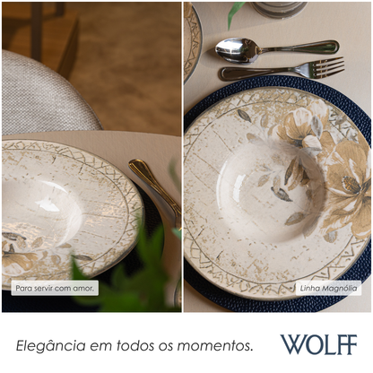 Prato Risoto Magnólia 28cm Bege Cerâmica - Wolff