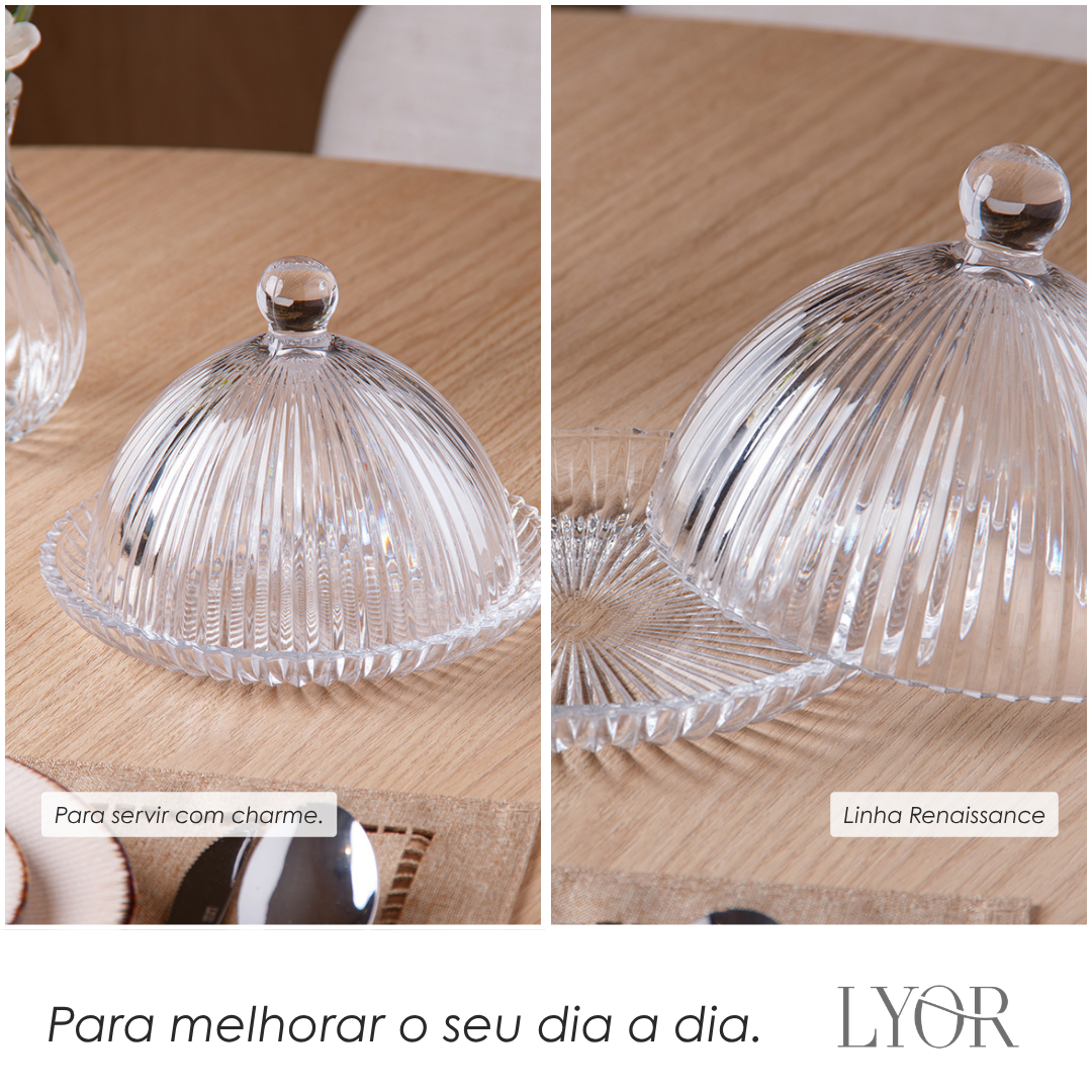Queijeira Renaissance 18,5cm x 13cm Cristal - Lyor