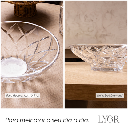 Centro de Mesa Deli Diamond 32cm x 11cm Cristal - Lyor