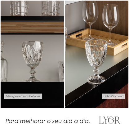 Taça de Vinho Diamond 265ml Vidro - Lyor