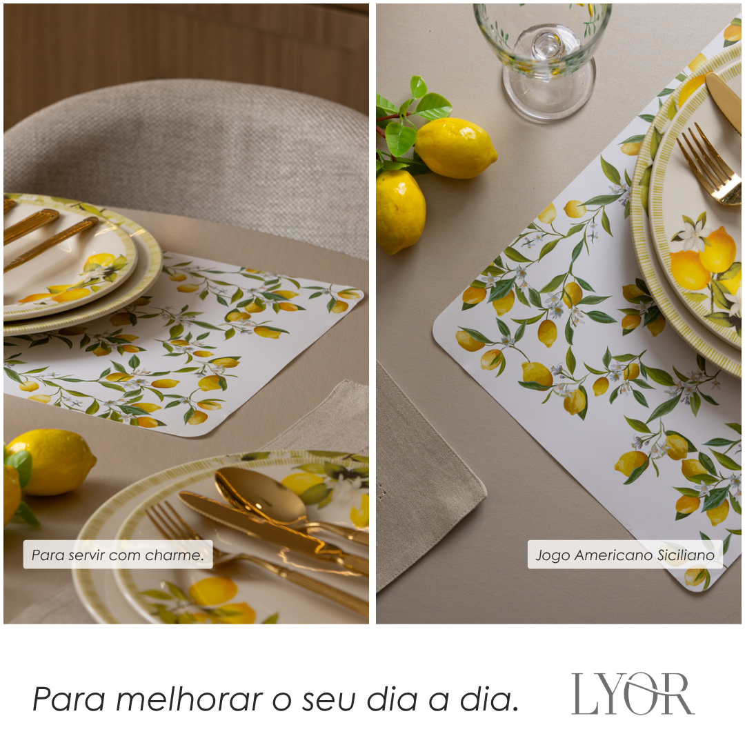 Lugar Americano Siciliano 43,5cm x 28,5cm Incolor Polipropileno - Lyor