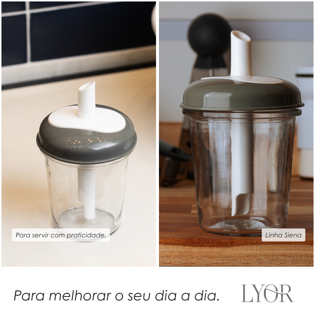 Açucareiro com Tampa Dosadora Siena 320ml Cinza Vidro - Lyor
