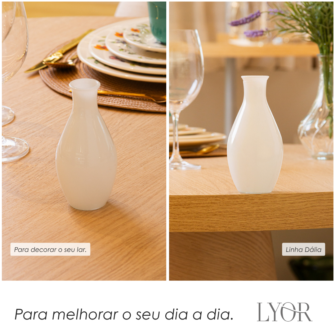 Vaso Dália 14,5cm x 7cm Branco Vidro - Lyor