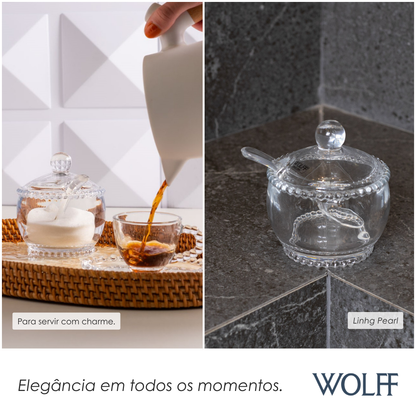 Açucareiro de Cristal com Colher Pearl 200ml - Wolff