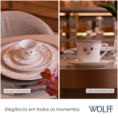 Xícara Café Florescer 90ml Rosa Cerâmica - Wolff