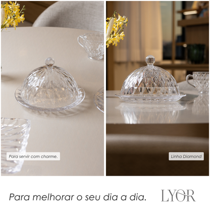 Queijeira Diamond 18cm x 18cm x 12cm Cristal - Lyor