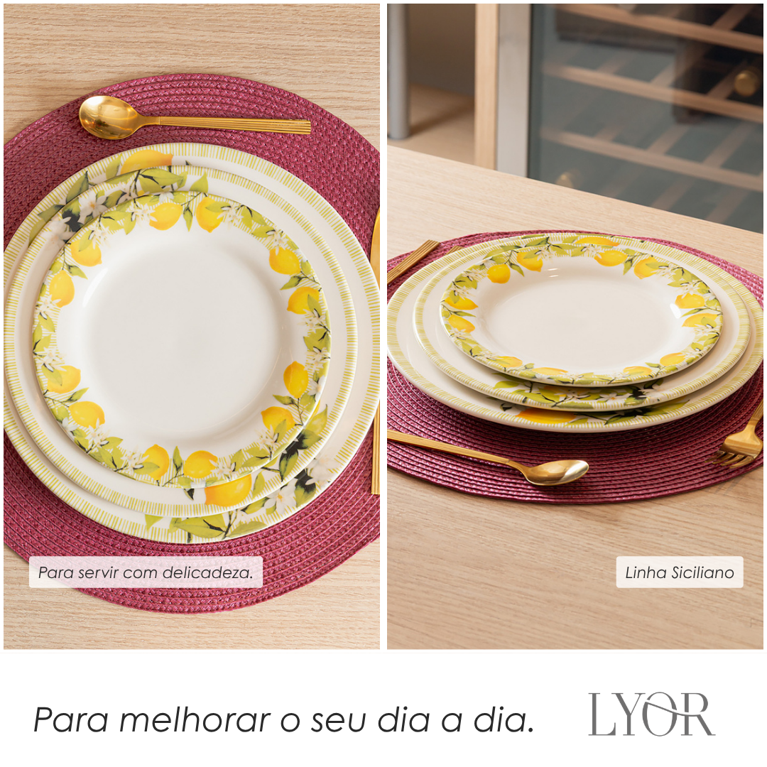 Prato para Sobremesa Siciliano 20cm Branco Cerâmica - Lyor