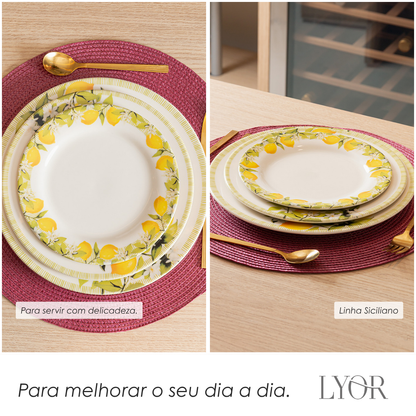 Prato para Sobremesa Siciliano 20cm Branco Cerâmica - Lyor