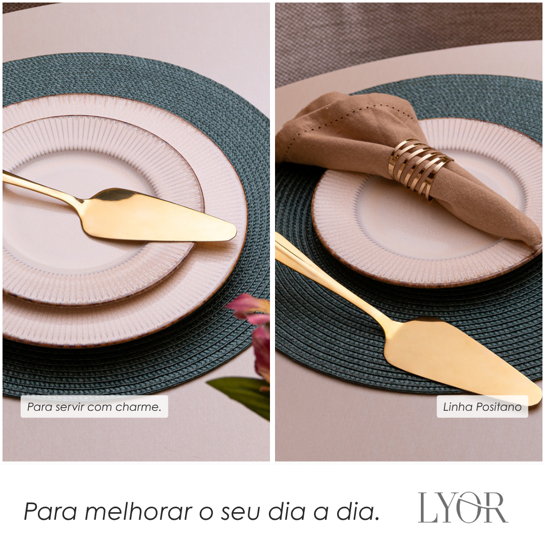Espátula de Aço Inox para Bolo Positano Dourada 25cm- Lyor
