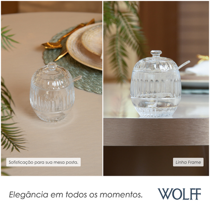 Açucareiro com Colher Frame 7,5cm x 7,5cm x 11cm Cristal - Wolff