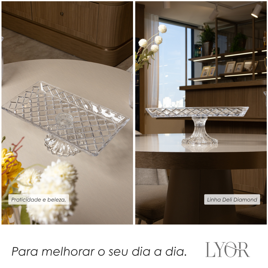 Travessa para Servir de Cristal com Pé Deli Diamond - Lyor