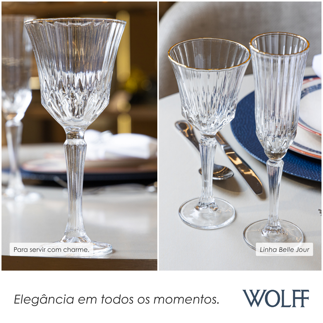 Taça de Vinho Belle Jour com Fio de Ouro 250ml Cristal Ecológico - Wolff