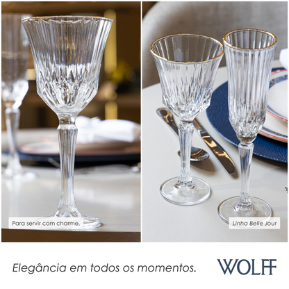 Taça de Vinho Belle Jour com Fio de Ouro 250ml Cristal Ecológico - Wolff