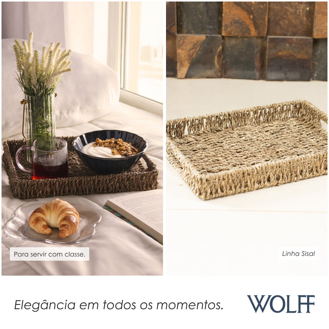 Bandeja de Sisal 30,5cm x 22,5cm x 4cm - Wolff