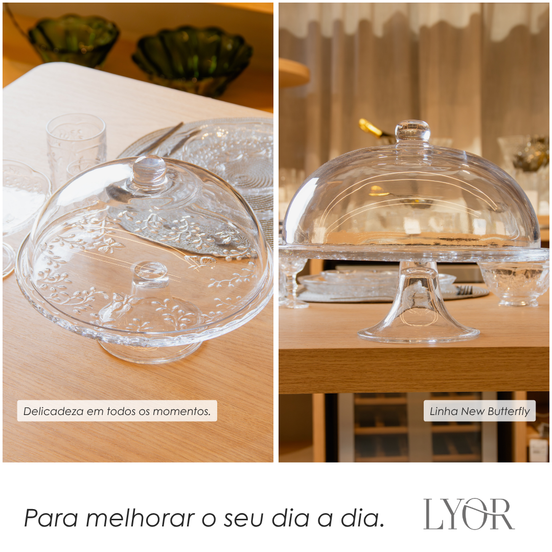 Boleira New Butterfly 30cm x 25cm Cristal Ecológico - Lyor