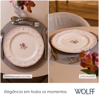 Prato Raso Florescer 27cm Rosa Cerâmica - Wolff