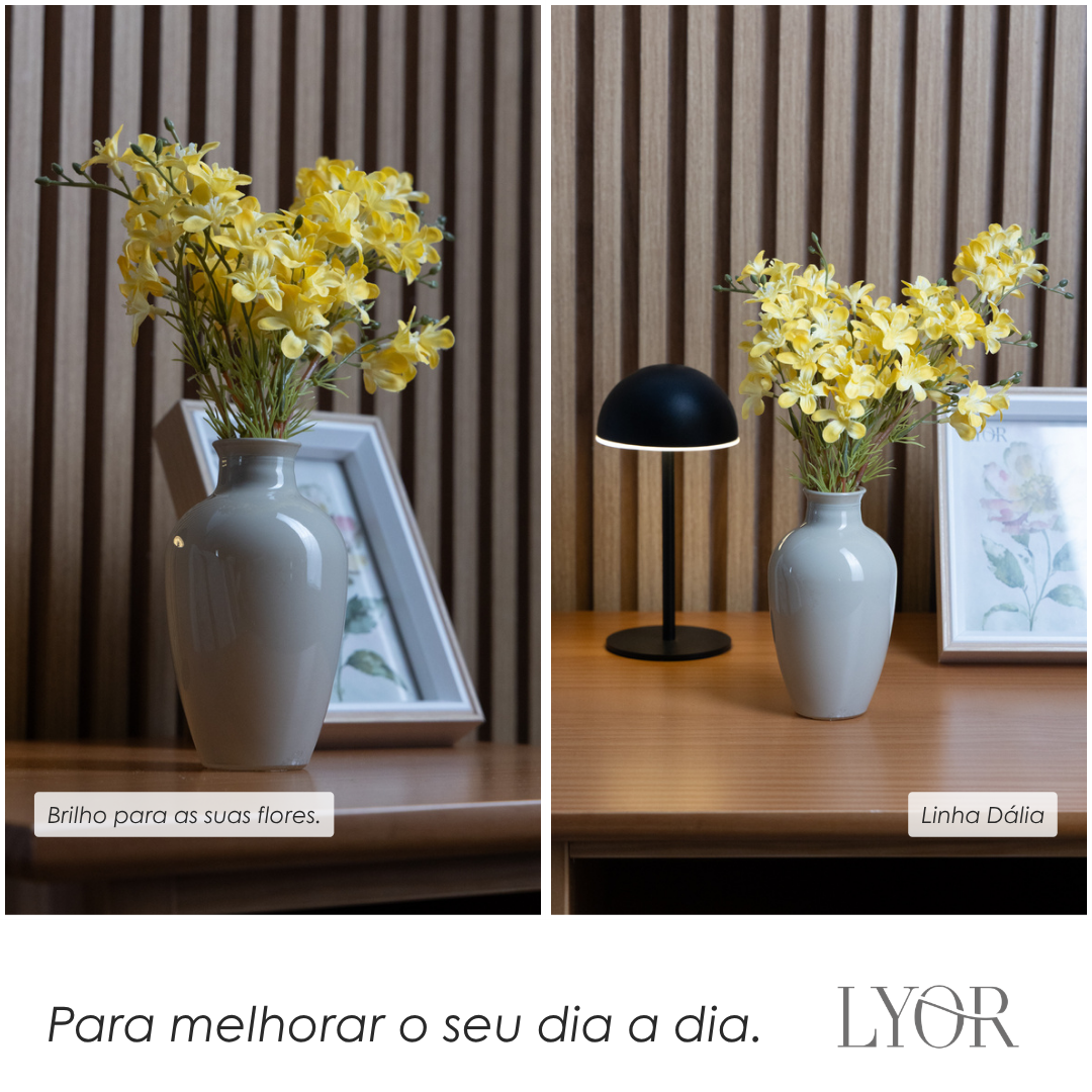 Vaso Dália 13cm x 7cm Cinza Vidro - Lyor