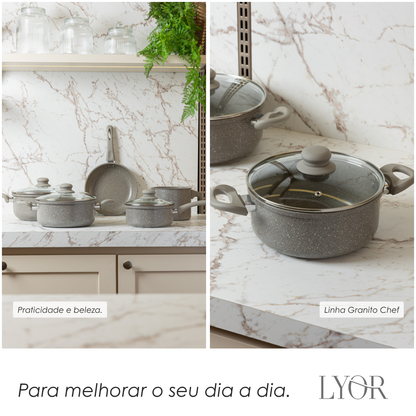Conjunto 5 Panelas de Indução Chef Taupe Alumínio com Revestimento Cerâmico - Lyor